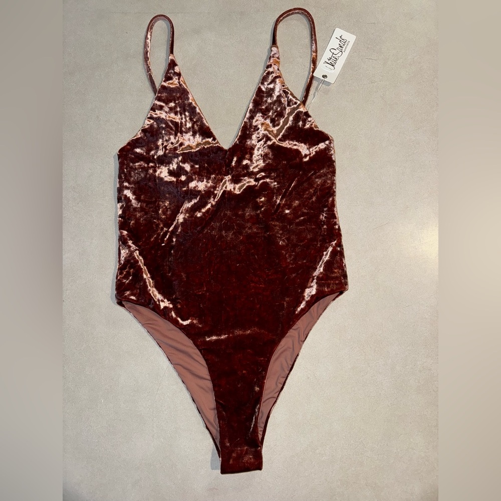 NWT White Sands Australia Velour Swimsuit Bodysuit Large L Pink